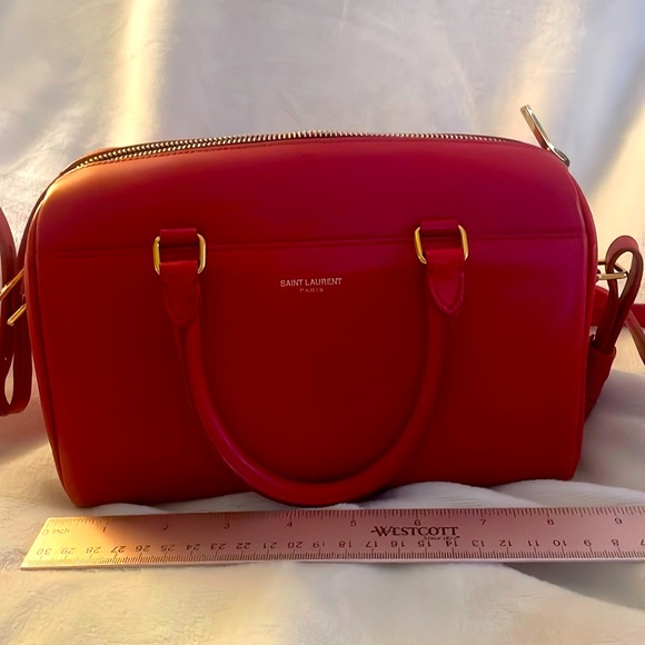 Saint Laurent YSL BO S LAUR boston duffle red purse / bag - Picture 1 of 12